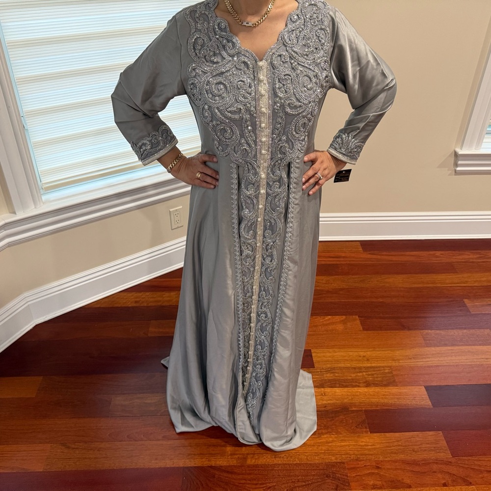 Gray Embroidered Kaftan